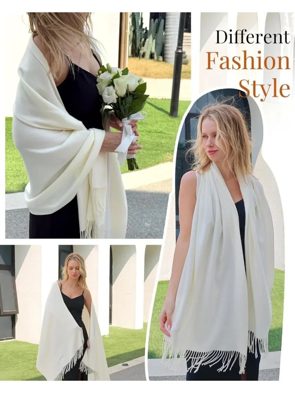 Women 03-cream Evening Dresses Scarf Blanket Shawl Wedding Gift